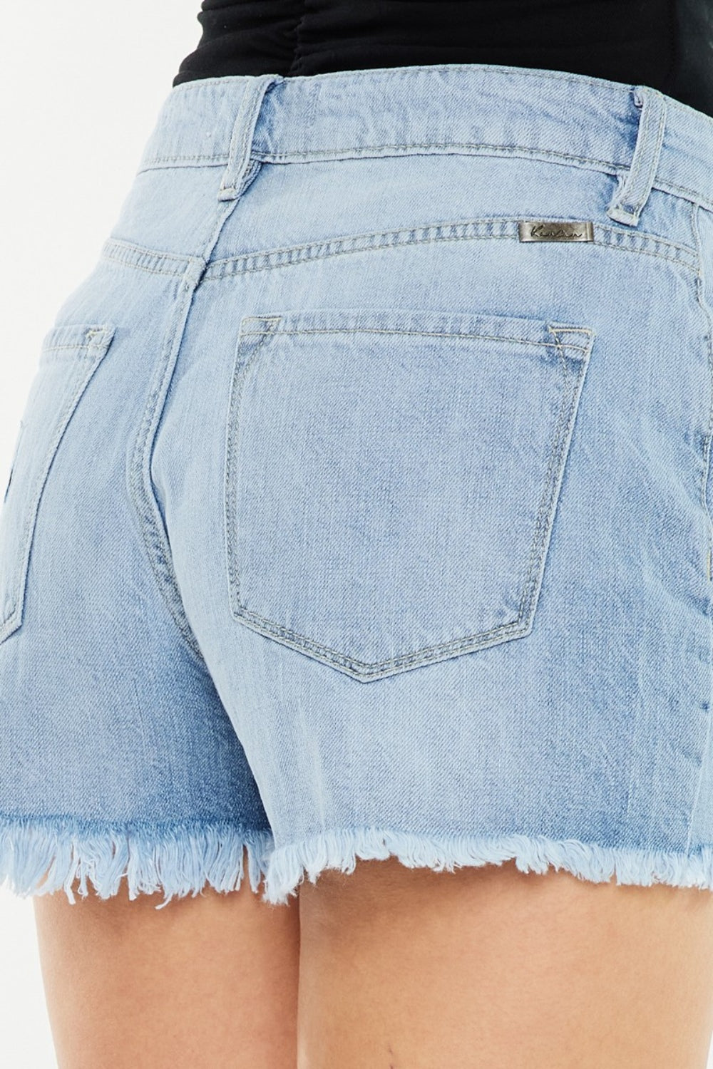 Lily High Rise Raw Hem Distressed Denim Shorts