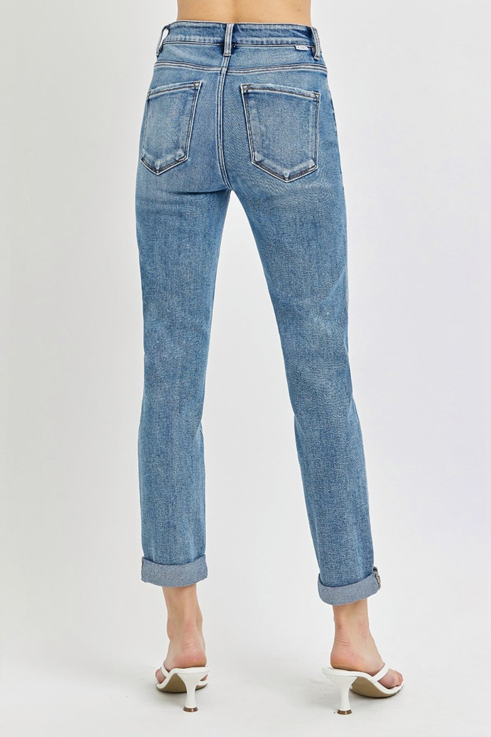 Benny High Rise Cropped Slim Rolled Hem Jeans
