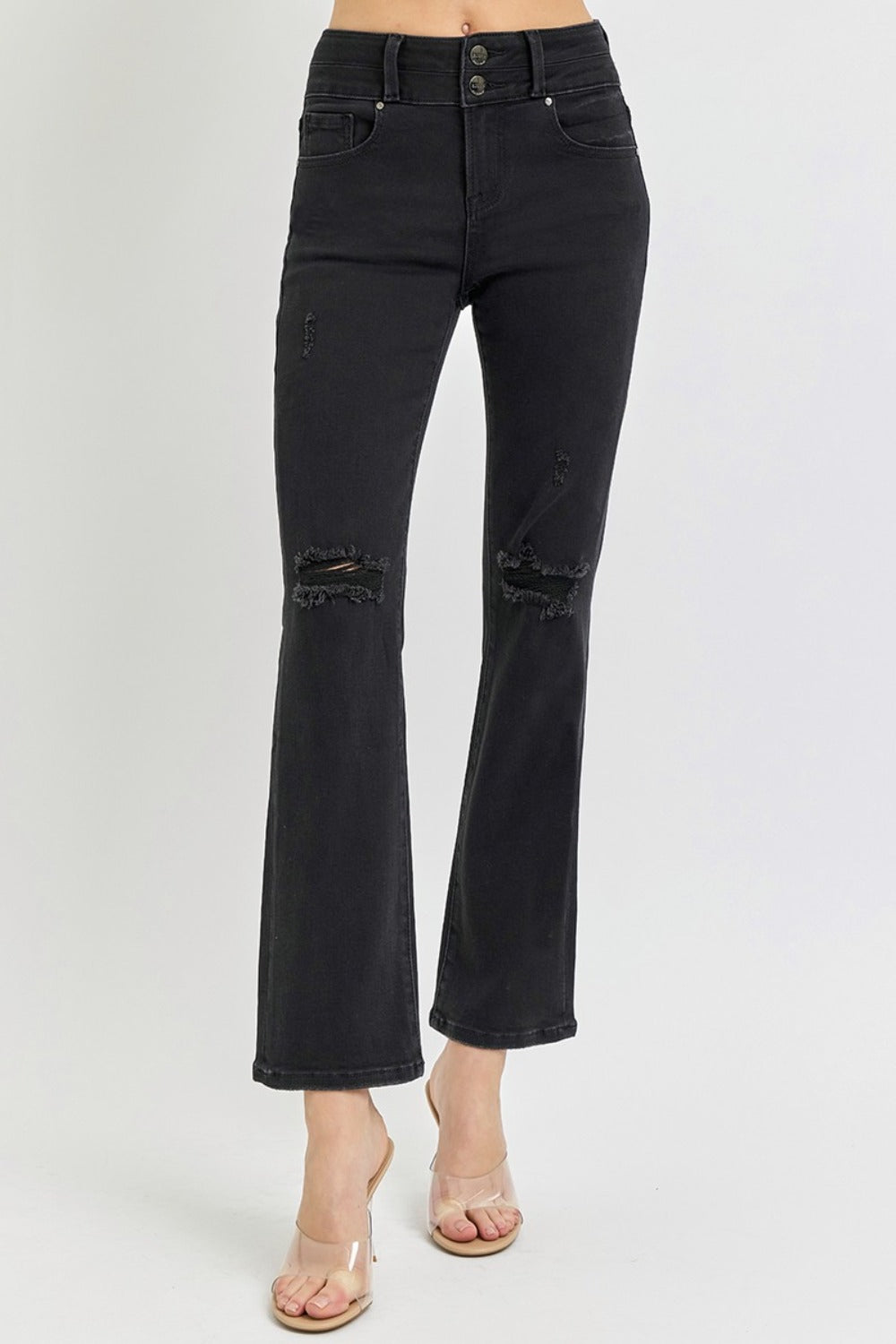 Kimber High Rise Wide Waistband Cropped Bootcut Jeans