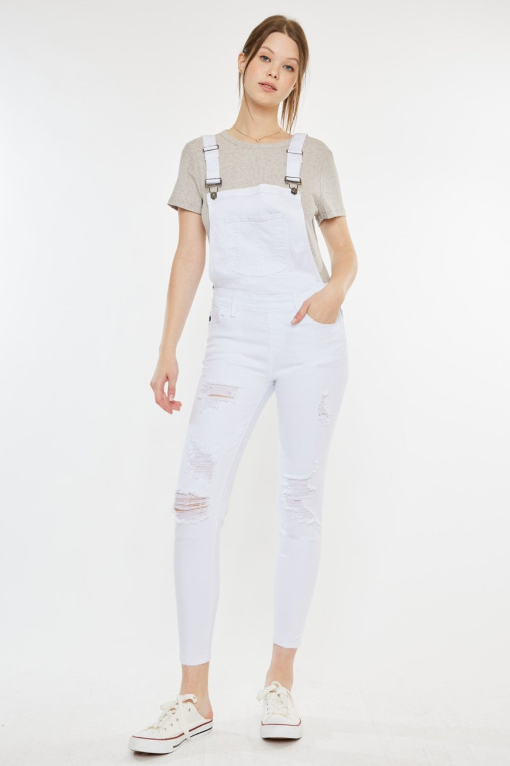 Camilla Distressed Skinny Denim Overalls