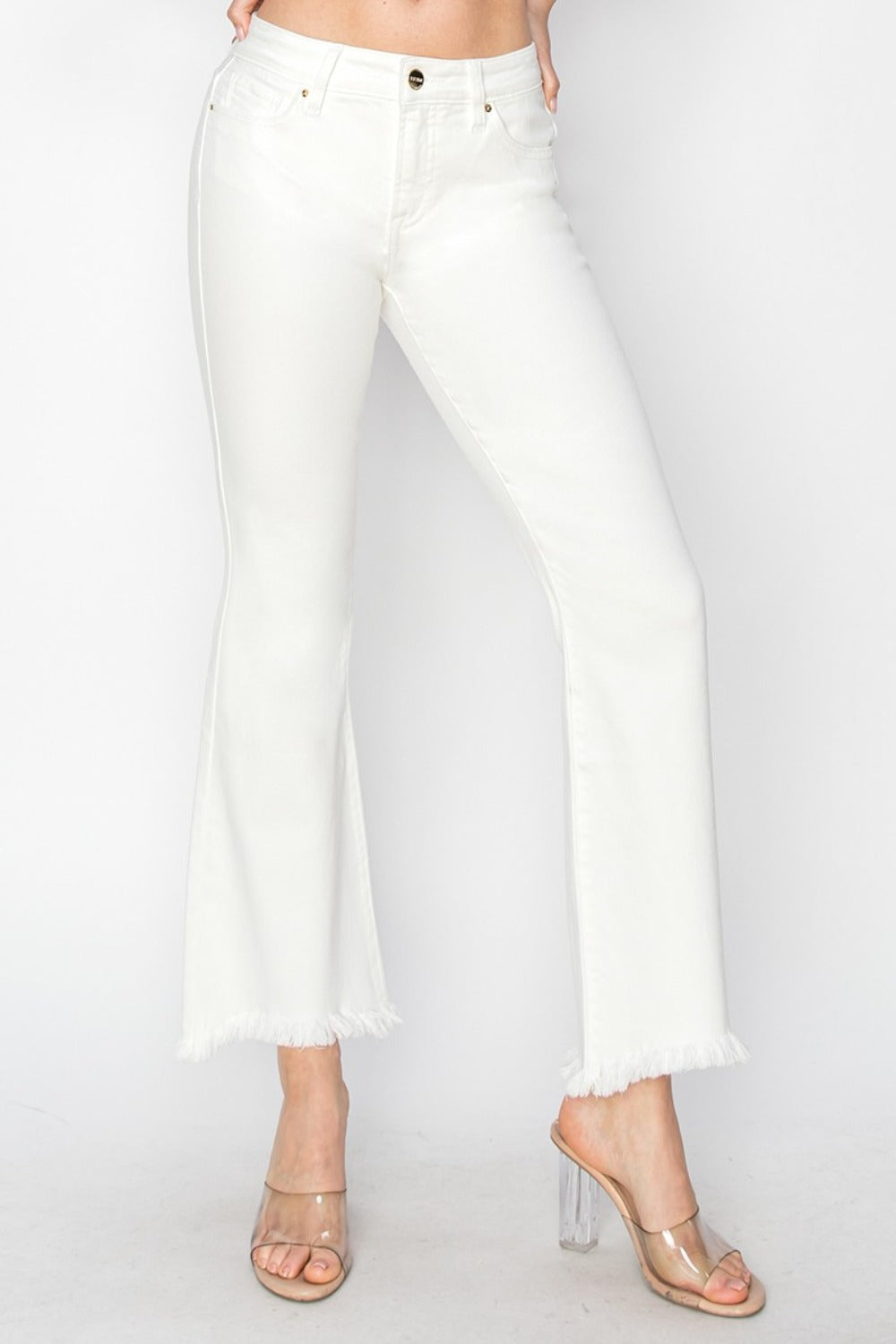 Jamie Tummy Control Raw Hem Crop Flare Jeans