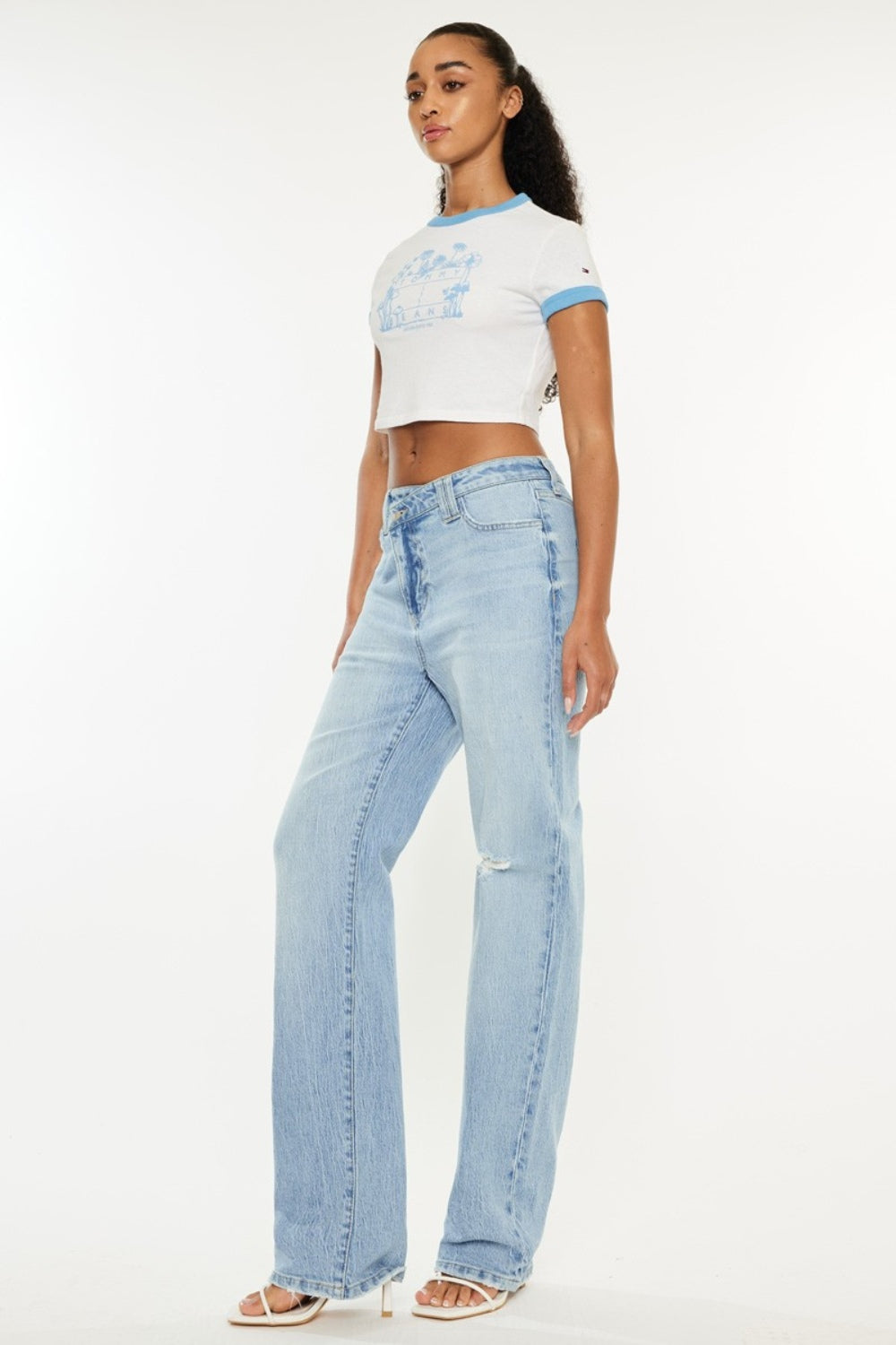 Kenna High Rise Distressed Straight Jeans