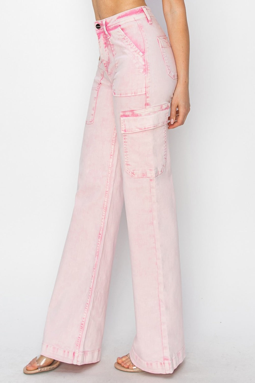 Donna High Rise Wide Leg Cargo Jeans