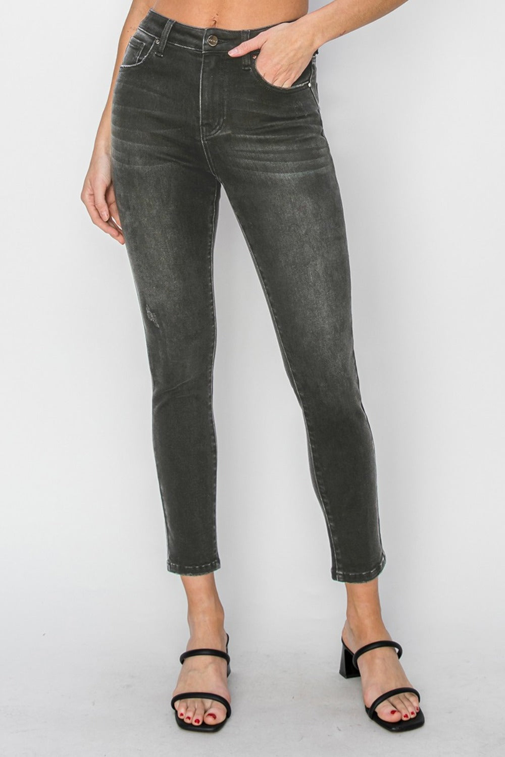 Audra High Rise Acid Wash Ankle Skinny Jeans