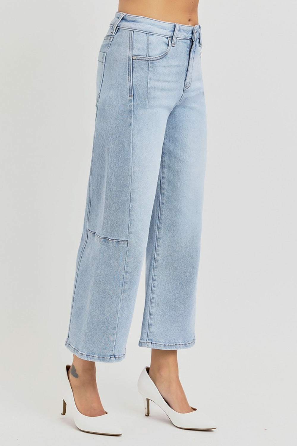 Betsy High Rise Seamed Detail Wide Leg Crop Jeans