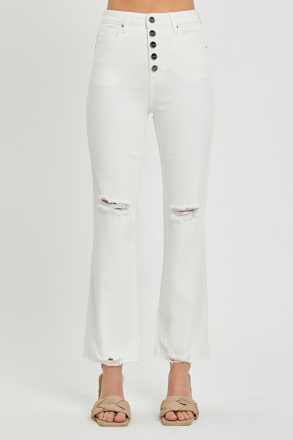 Marci High Rise Button Fly Straight Ankle Jeans