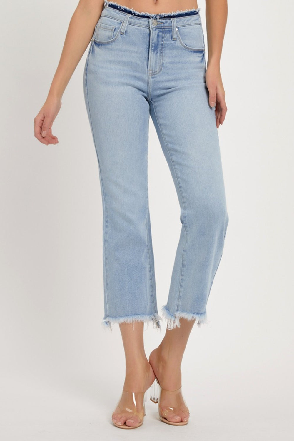 Davie High Rise Raw Hem Cropped Straight Jeans