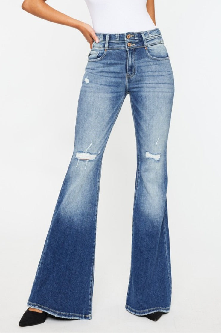 Parker High Rise Double Button Super Flare Jeans