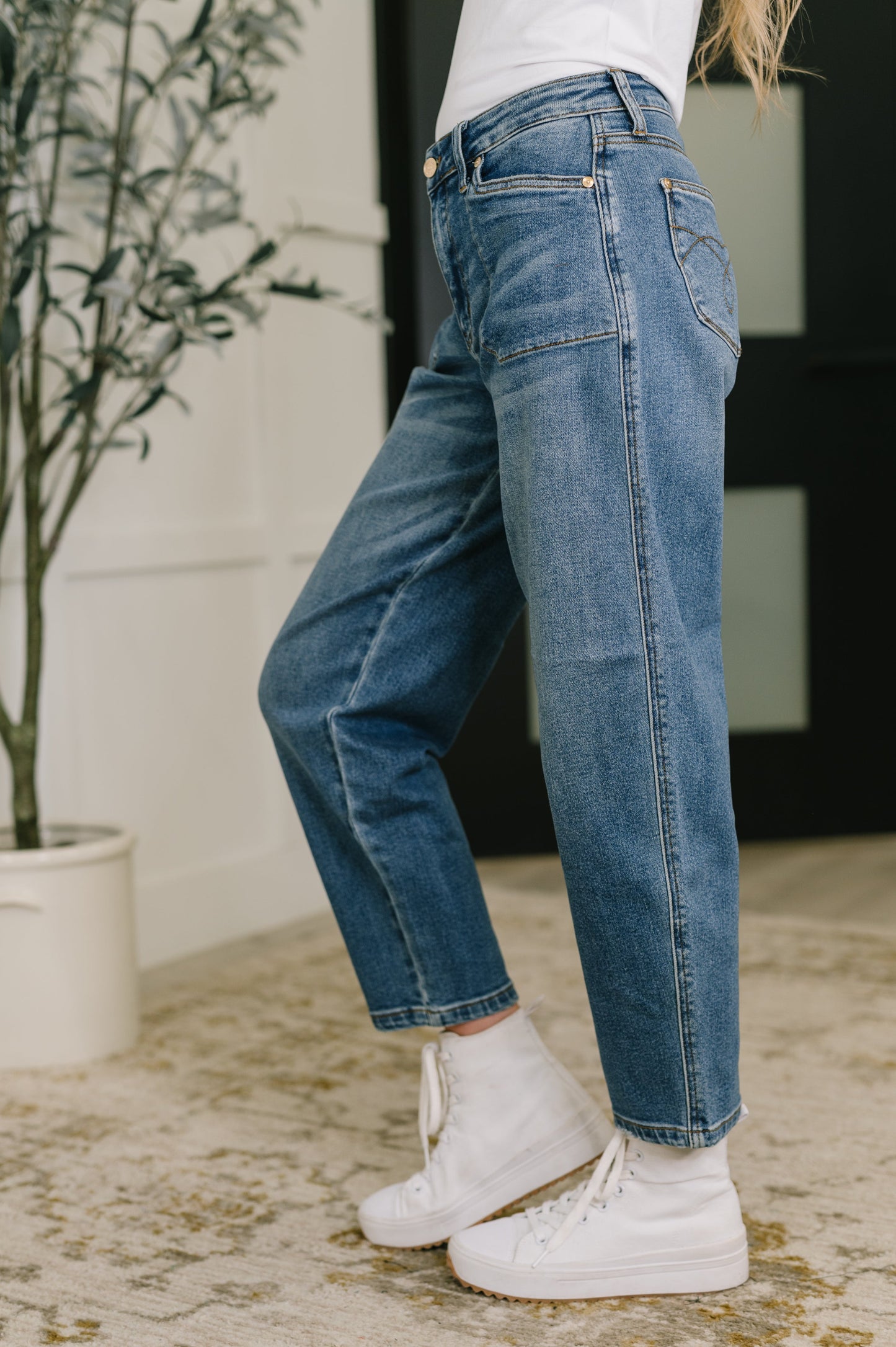 Bella High Waist Soft Barrel Stitch Thru Pocket Jeans