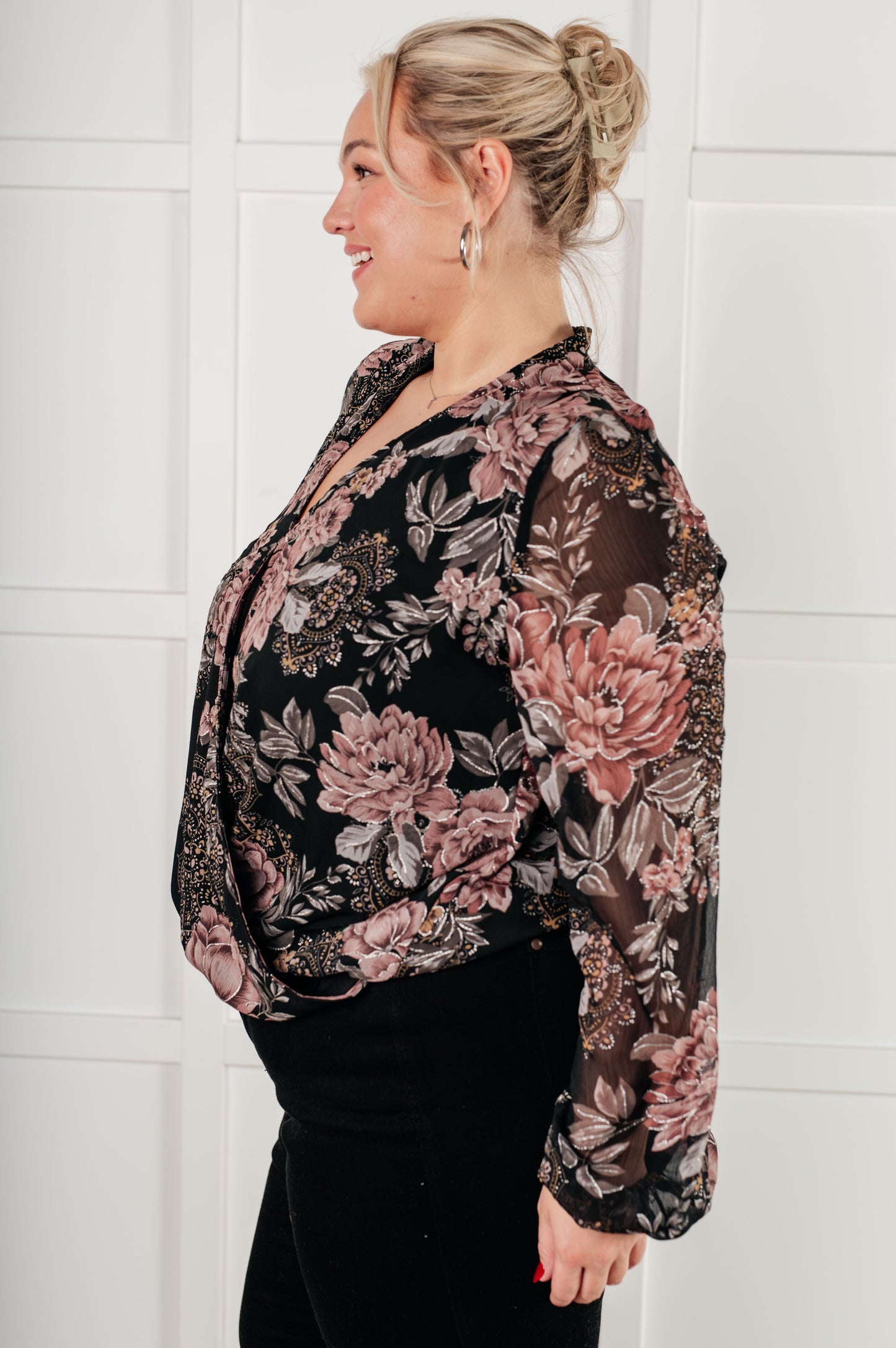 I Wish We Had It All Surplice Floral Blouse