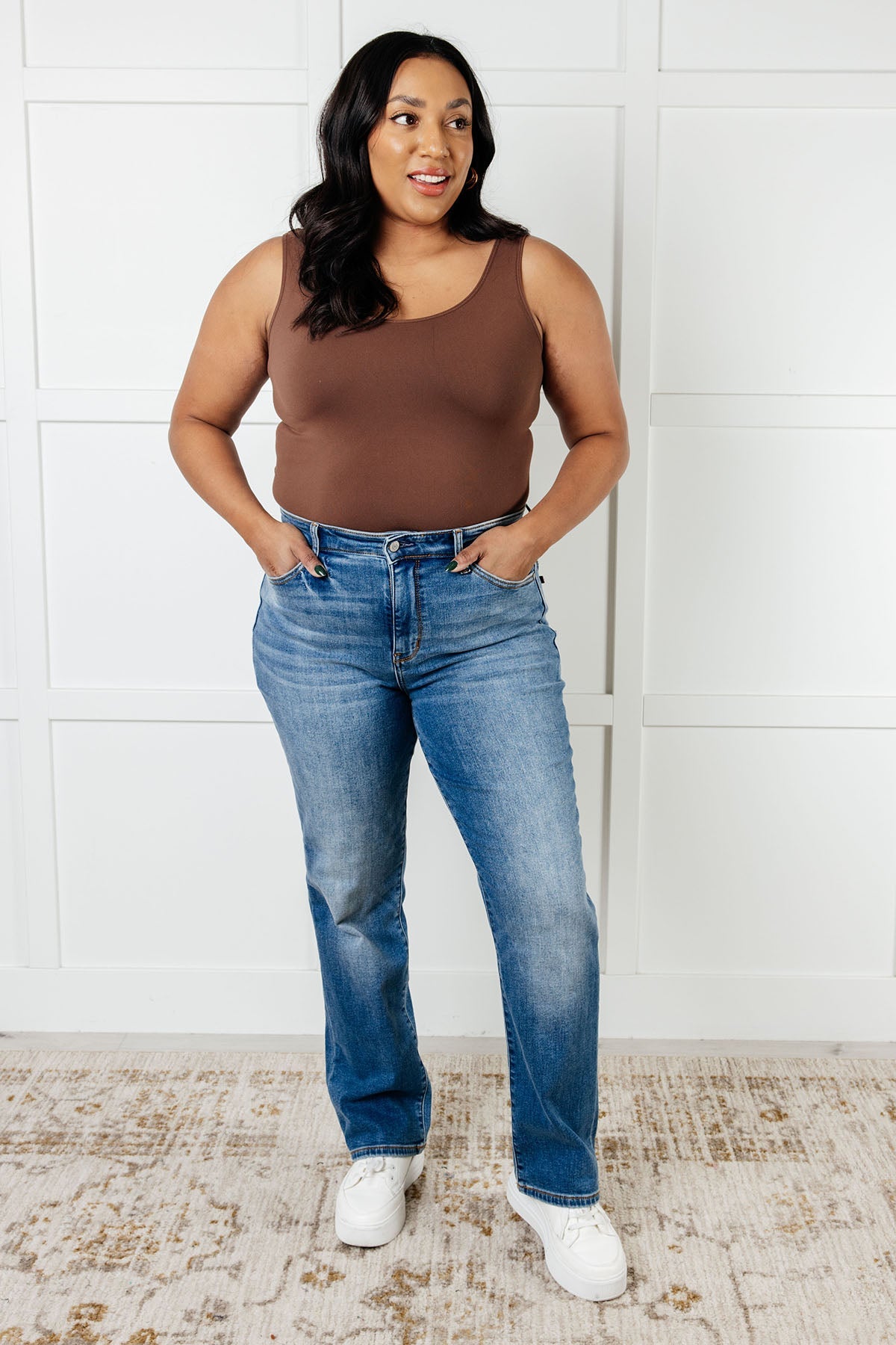 Nivya High Rise Vintage Wash Thermal Straight Jeans