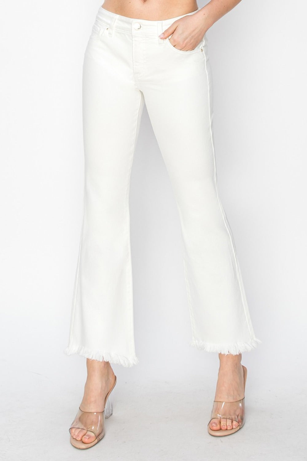Jamie Tummy Control Raw Hem Crop Flare Jeans