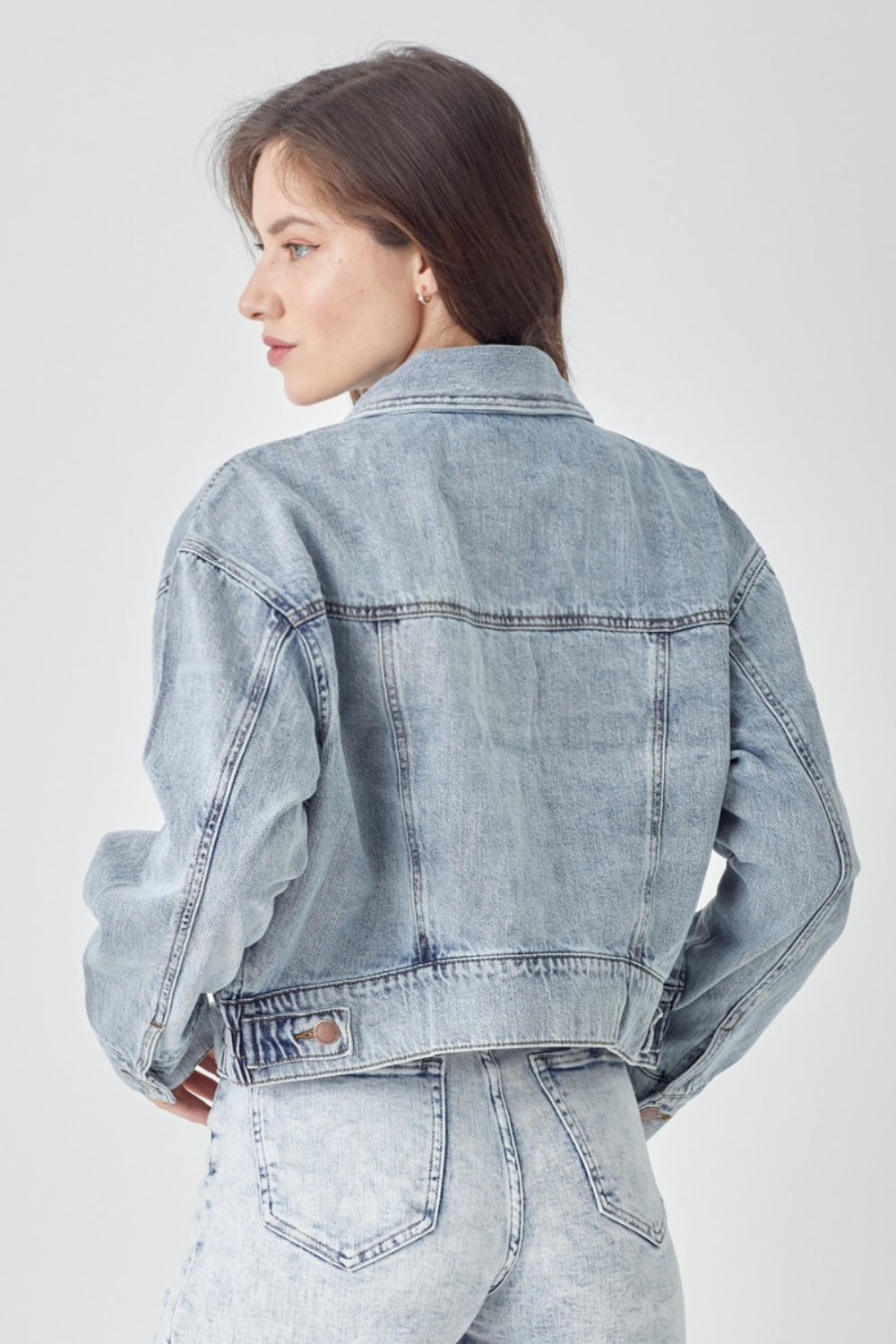 Roxanne Button Down Cropped Denim Jacket