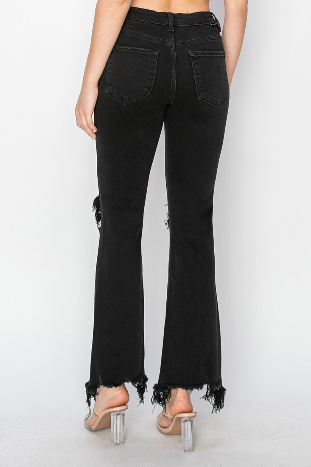 Jonnie High Rise Raw Hem Cropped Flare Jeans