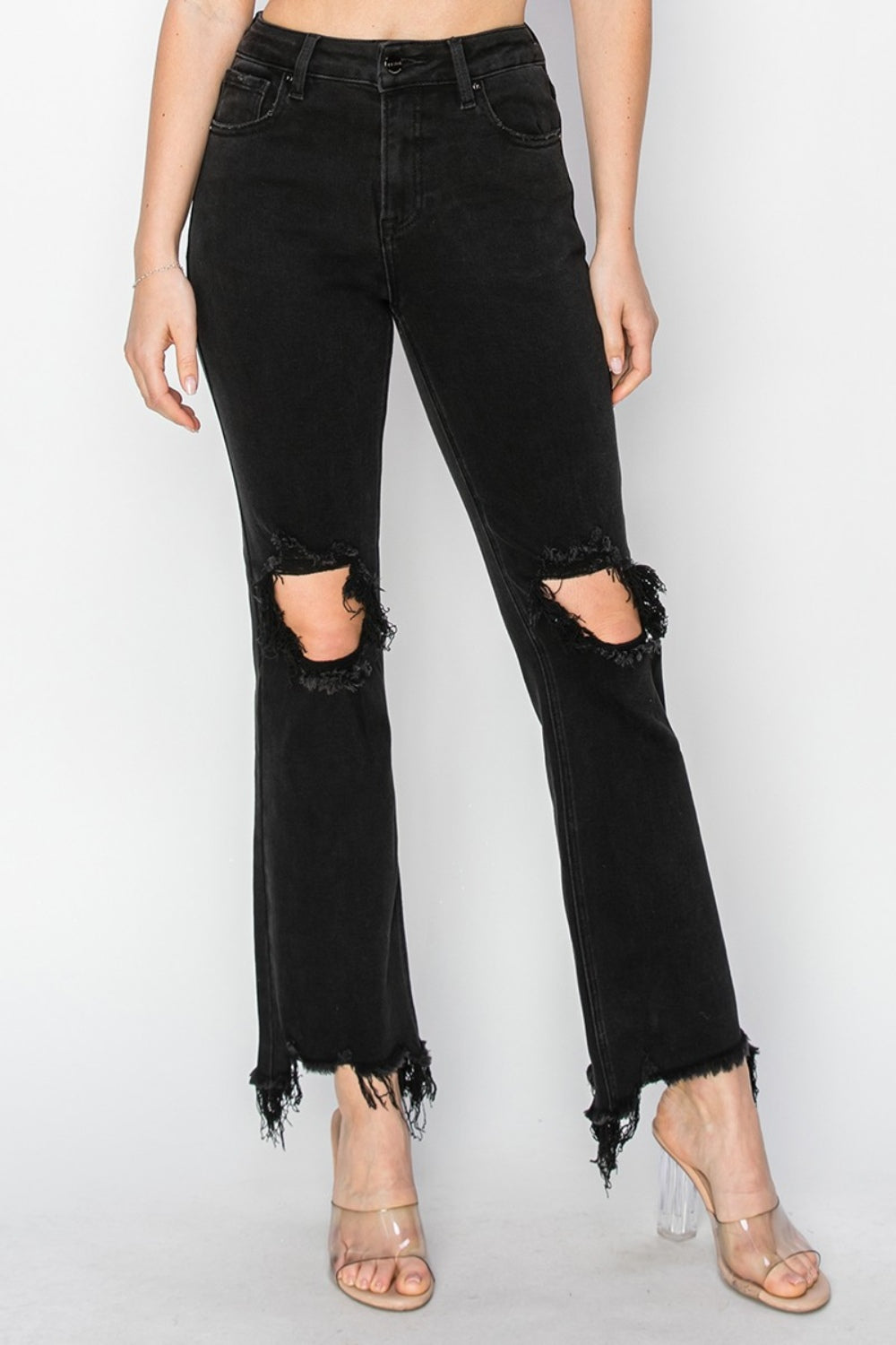 Jonnie High Rise Raw Hem Cropped Flare Jeans