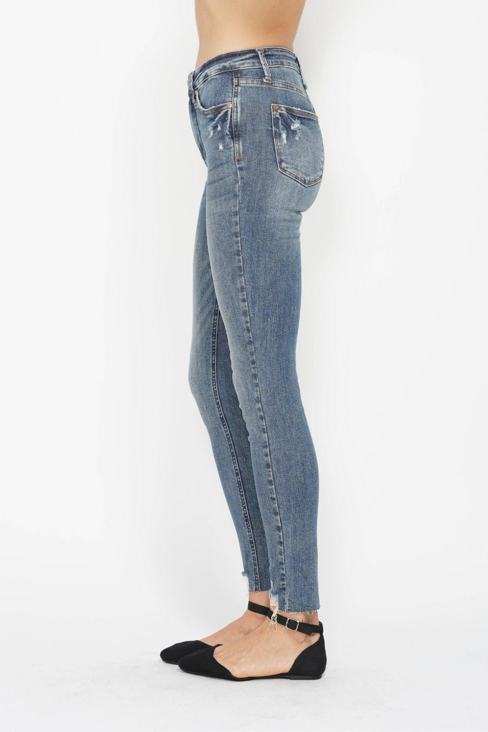 Alba High Rise Tummy Control Vintage Wash Distressed Skinny Jeans - Driftwood Boutique