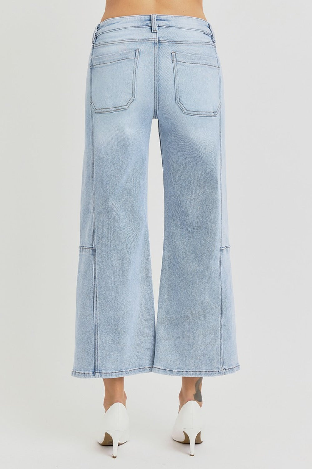 Betsy High Rise Seamed Detail Wide Leg Crop Jeans