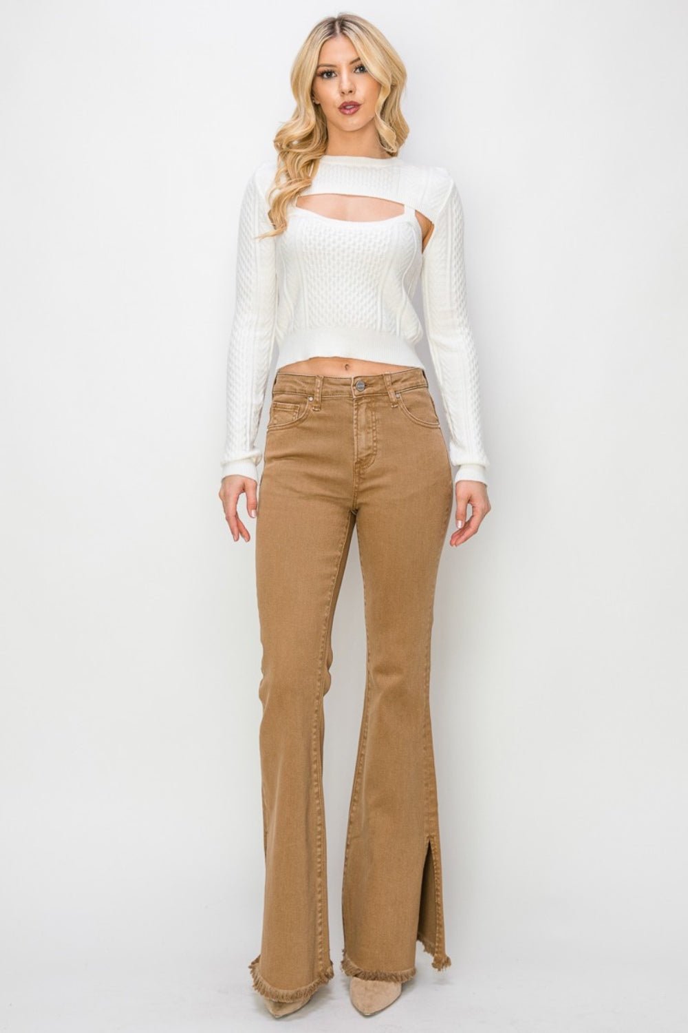 Bailey High Rise Side Split Hem Flare Jeans - Driftwood Boutique