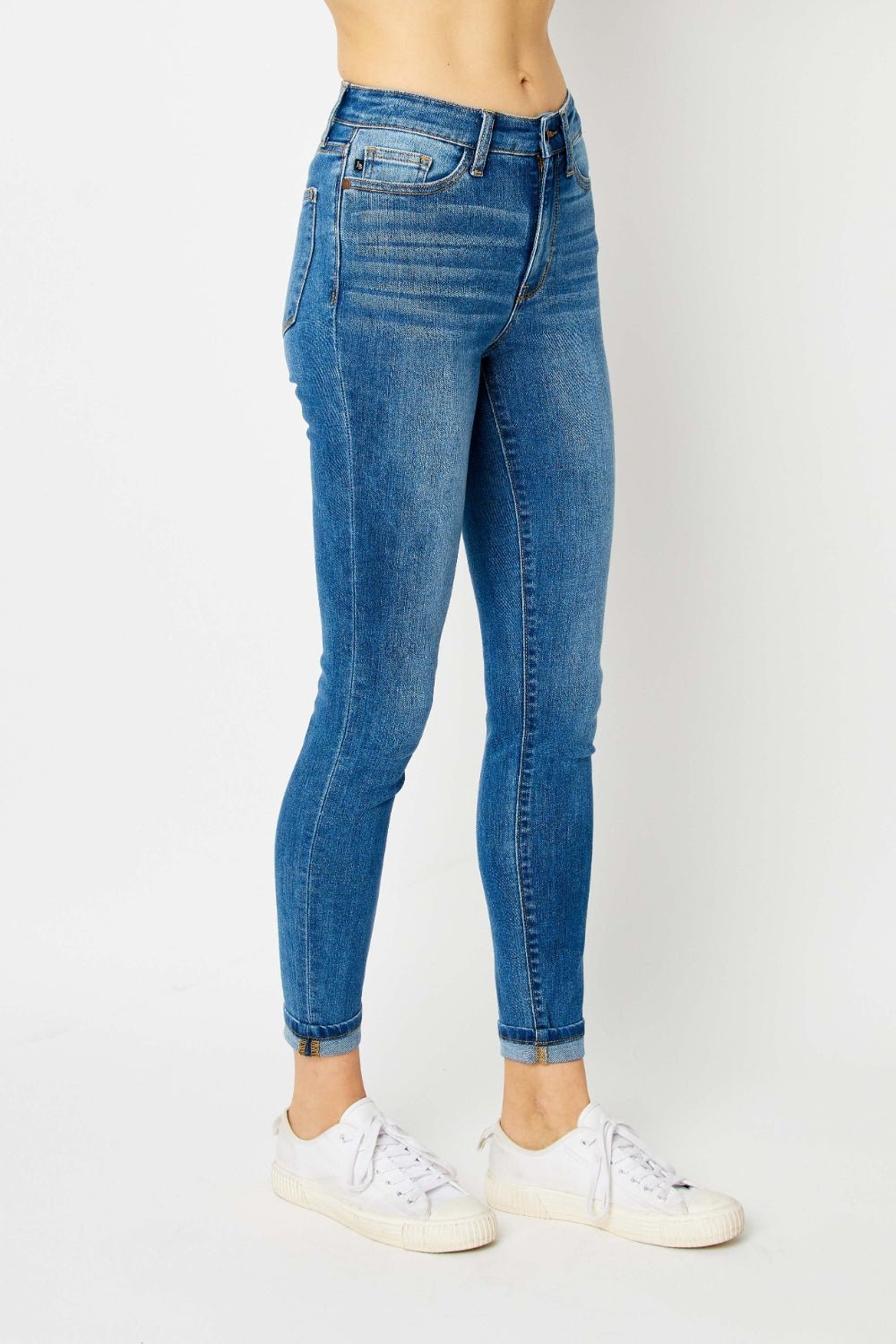 Britt Mid Rise Cuffed Hem Skinny Jeans - Driftwood Boutique