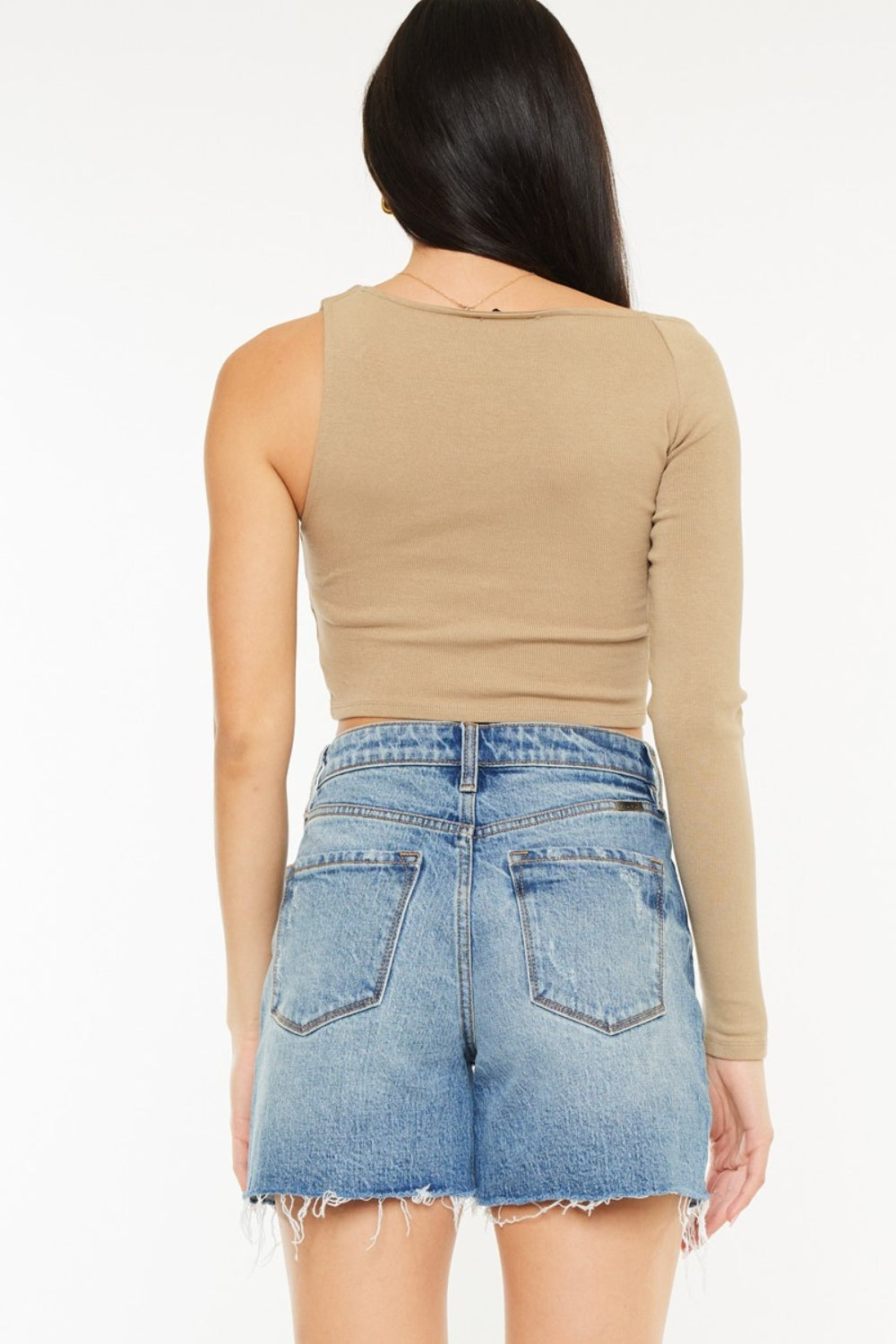 Del Mar High Rise Raw Hem Denim Shorts