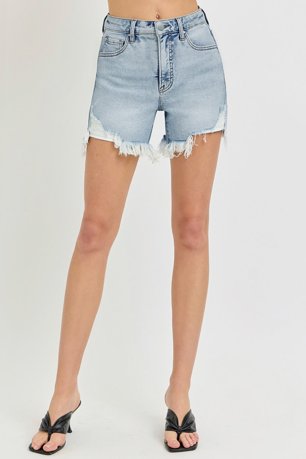 Missy High Rise Step Hem Denim Shorts