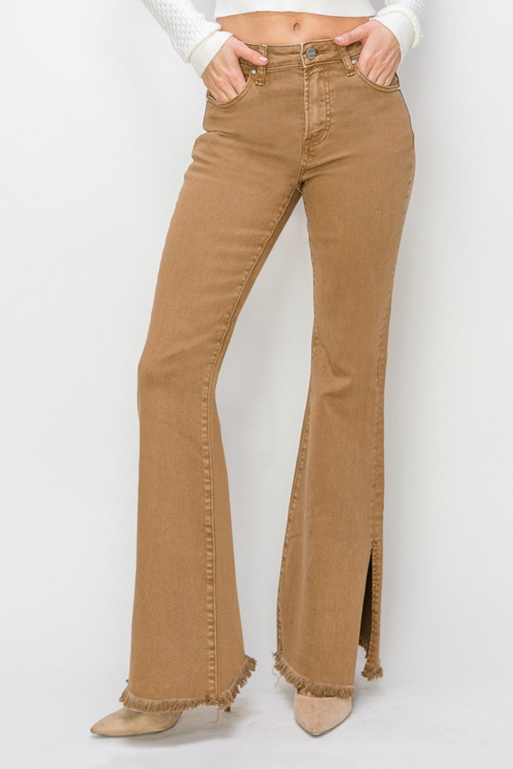 Bailey High Rise Side Split Hem Flare Jeans