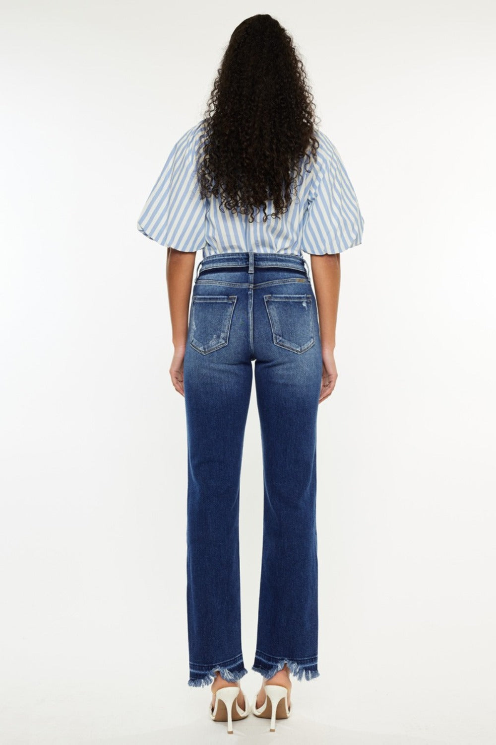 Nina High Rise Distressed Slim Straight Jeans