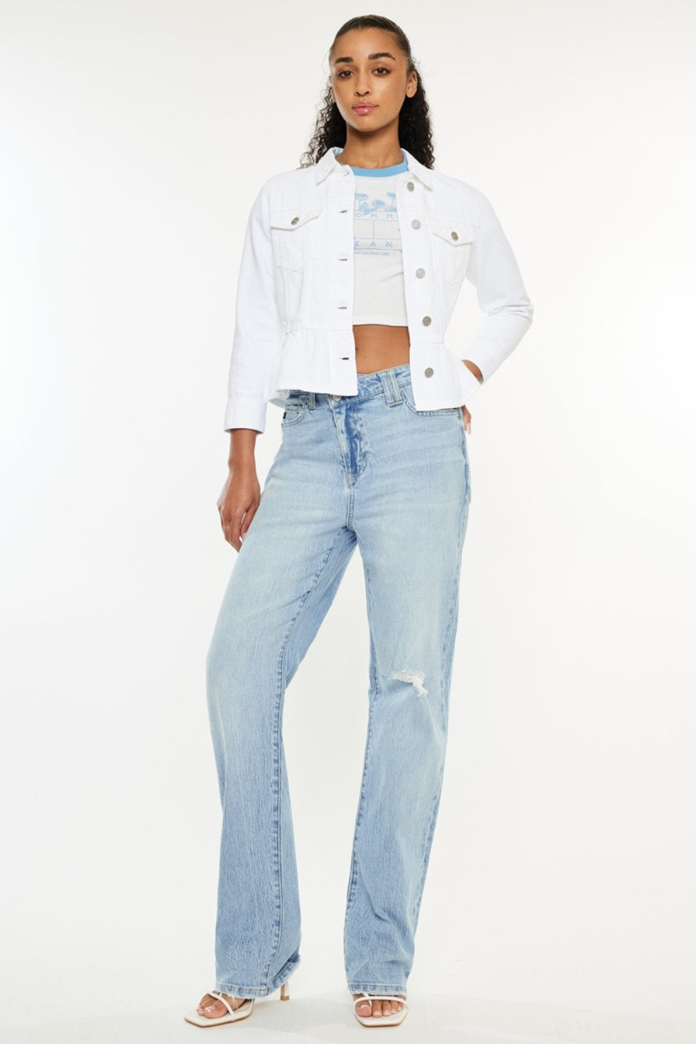 Kenna High Rise Distressed Straight Jeans