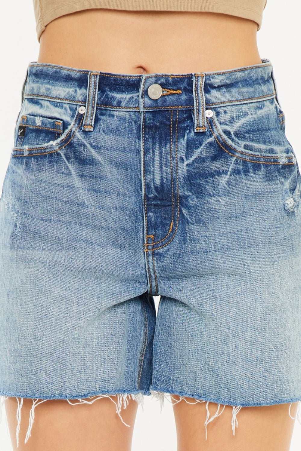 Del Mar High Rise Raw Hem Denim Shorts