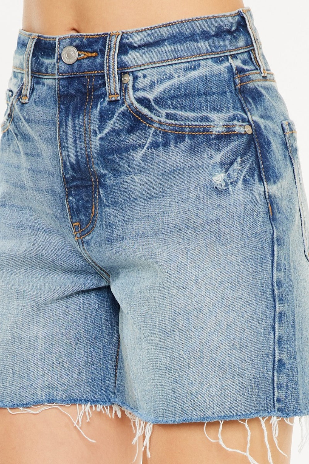 Del Mar High Rise Raw Hem Denim Shorts