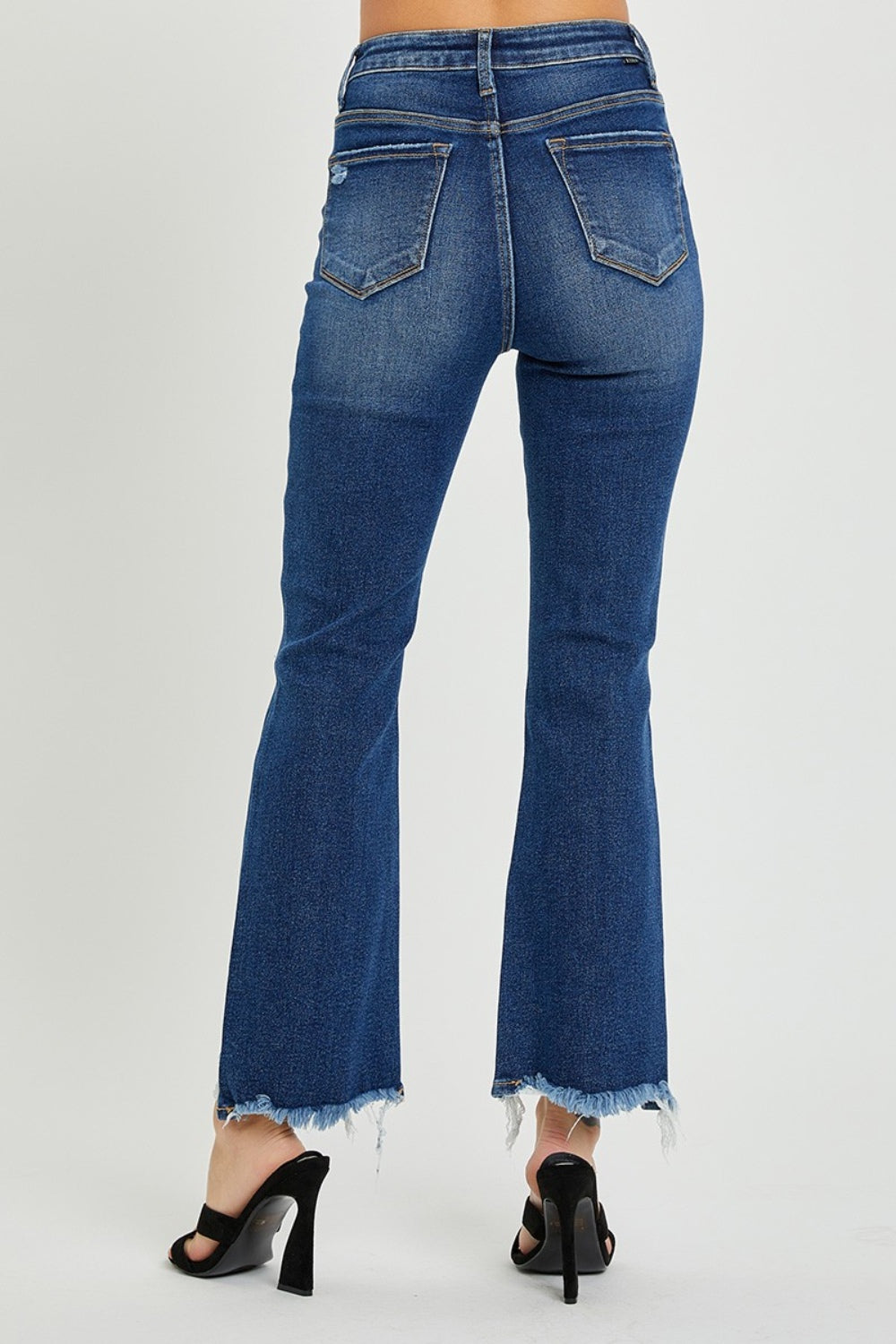 Charlie High Rise Distressed Cropped Flare Jeans