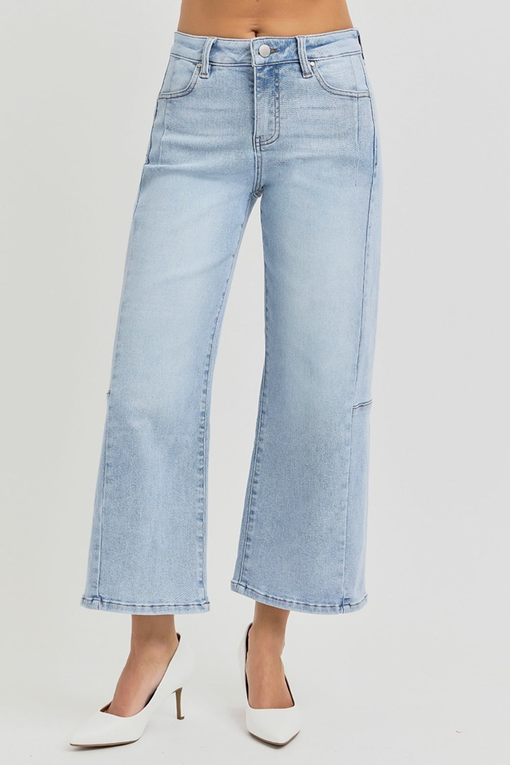 Betsy High Rise Seamed Detail Wide Leg Crop Jeans
