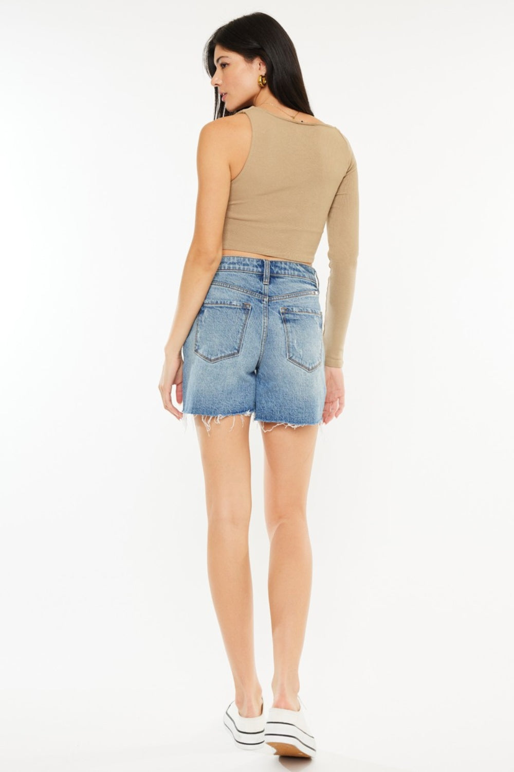 Del Mar High Rise Raw Hem Denim Shorts