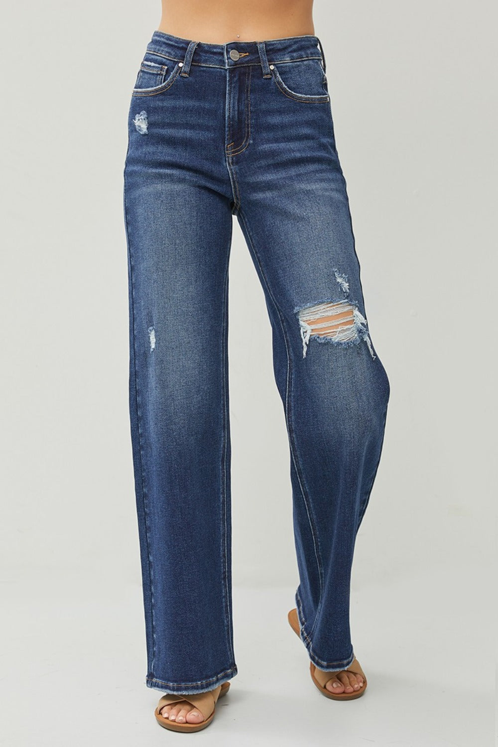 Lennox High Rise Distressed Wide Leg Jeans