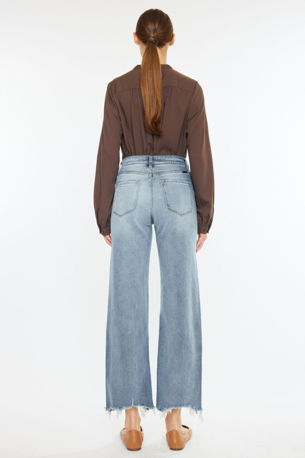 Jamison High Rise Raw Hem Wide Leg Jeans