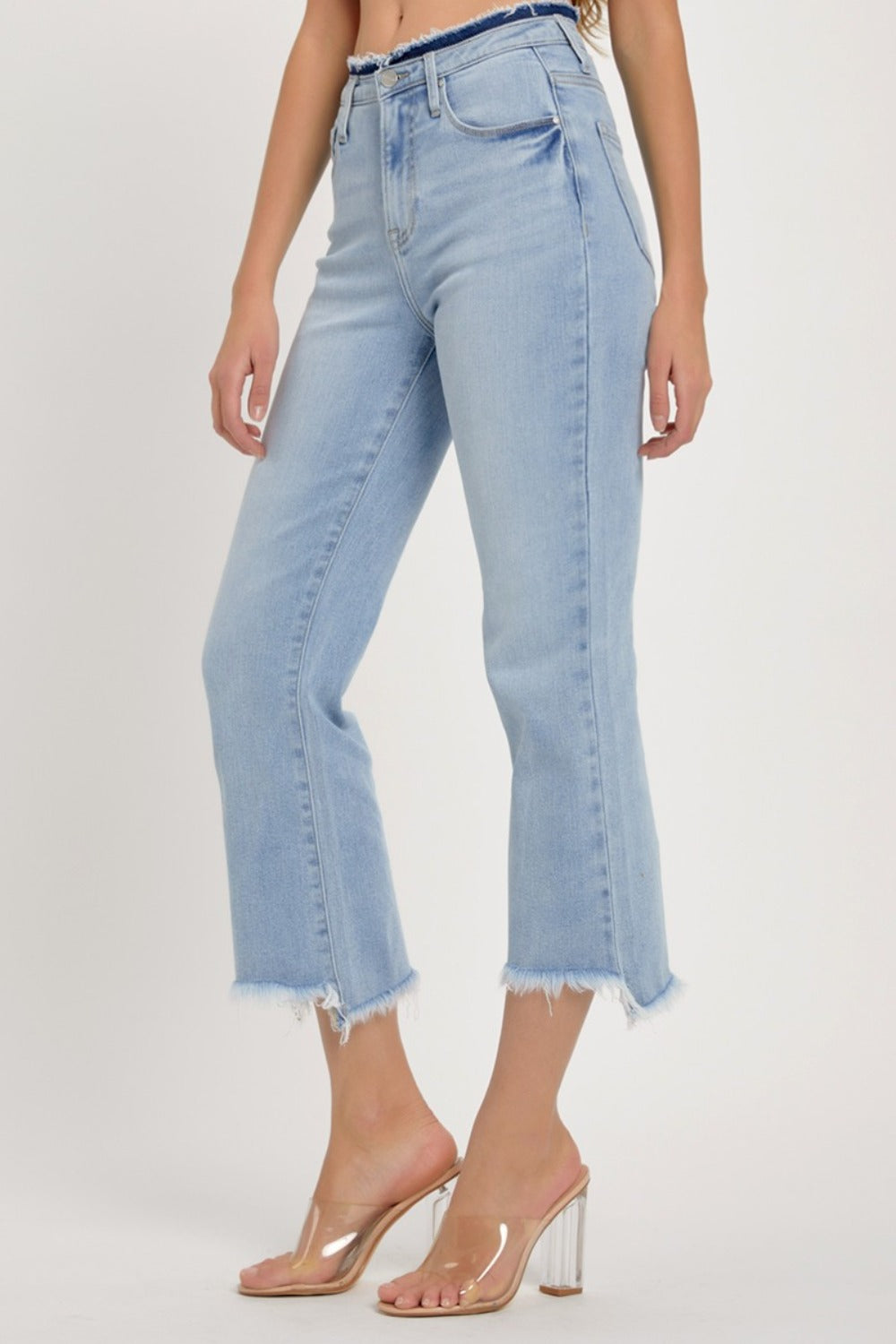 Davie High Rise Raw Hem Cropped Straight Jeans
