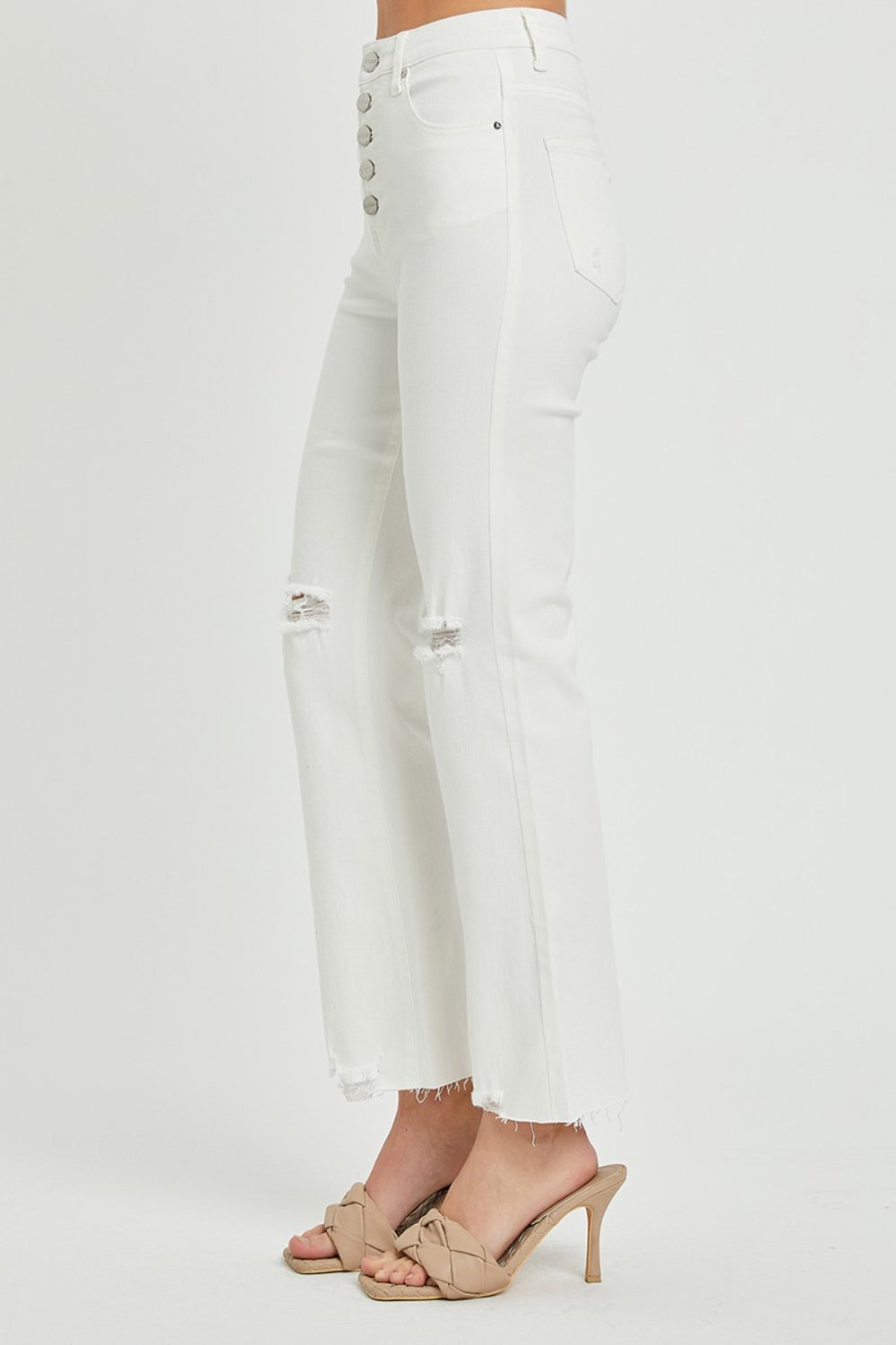 Marci High Rise Button Fly Straight Ankle Jeans