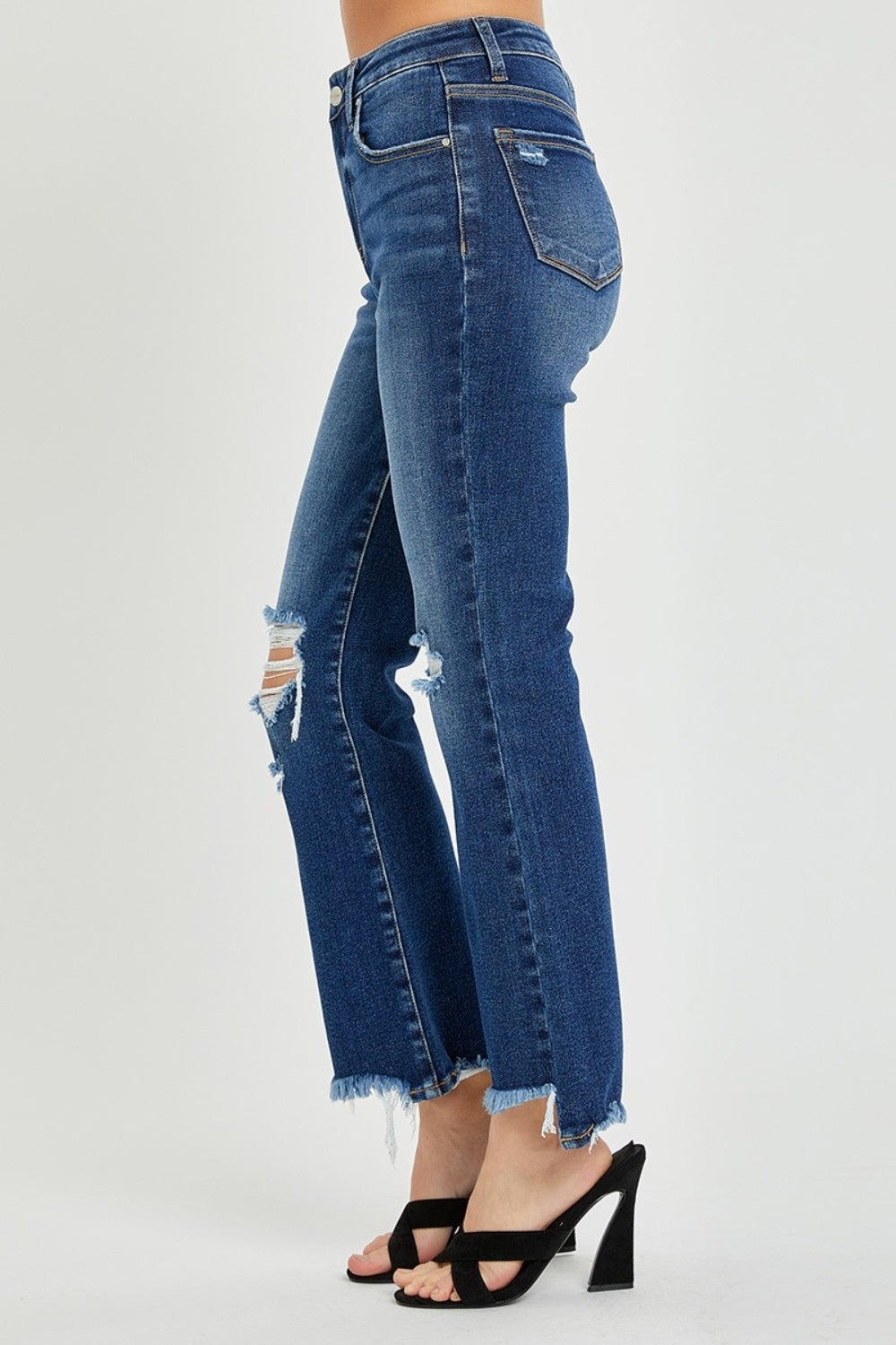 Charlie High Rise Distressed Cropped Flare Jeans