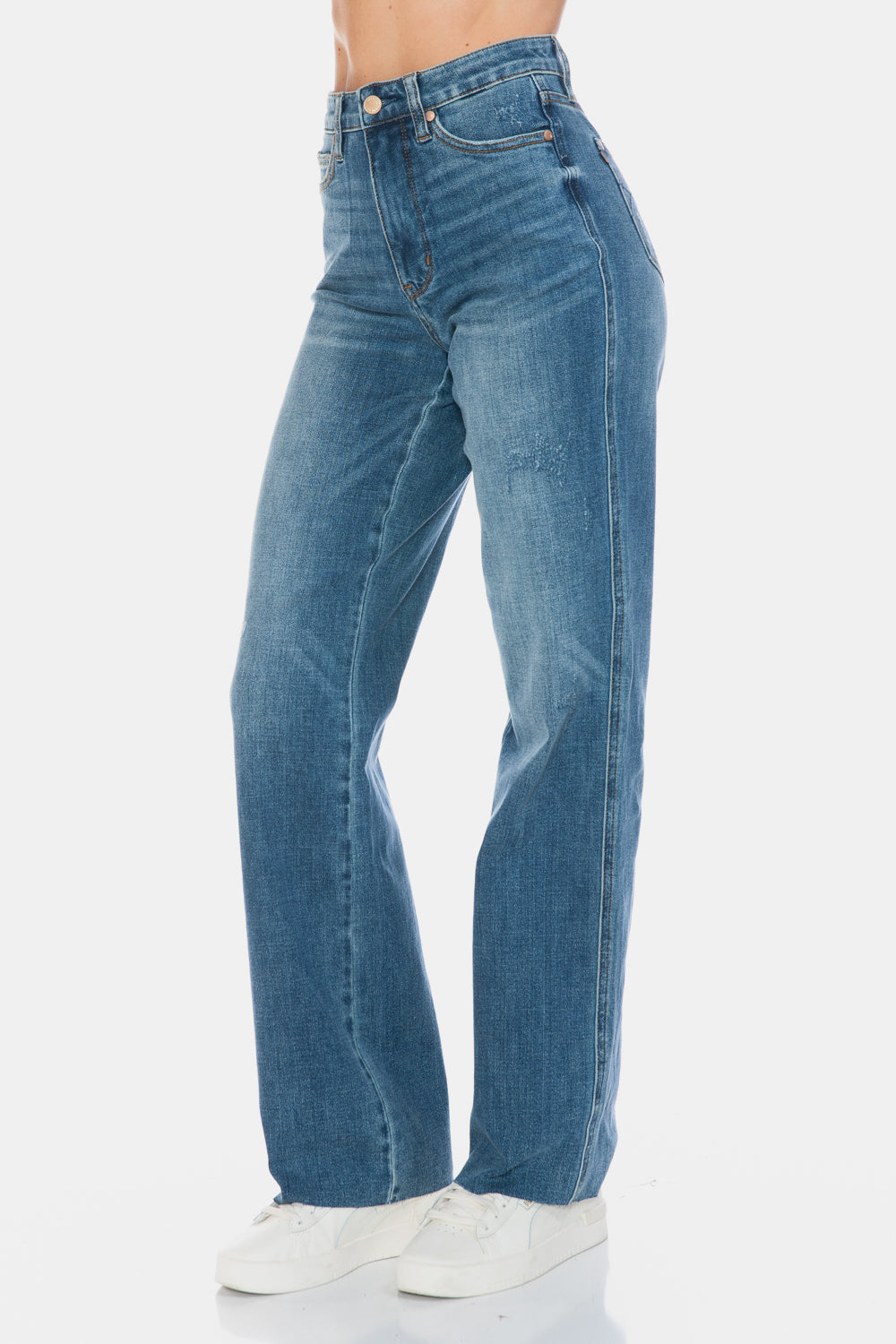 Rudy High Rise Tummy Control Raw Hem Straight Jeans