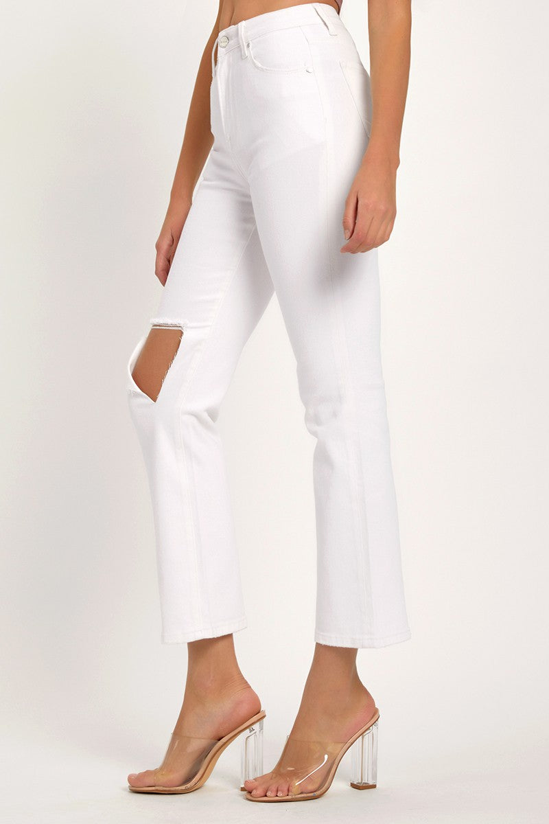 Lark High Rise Ripped Knee Straight Jeans