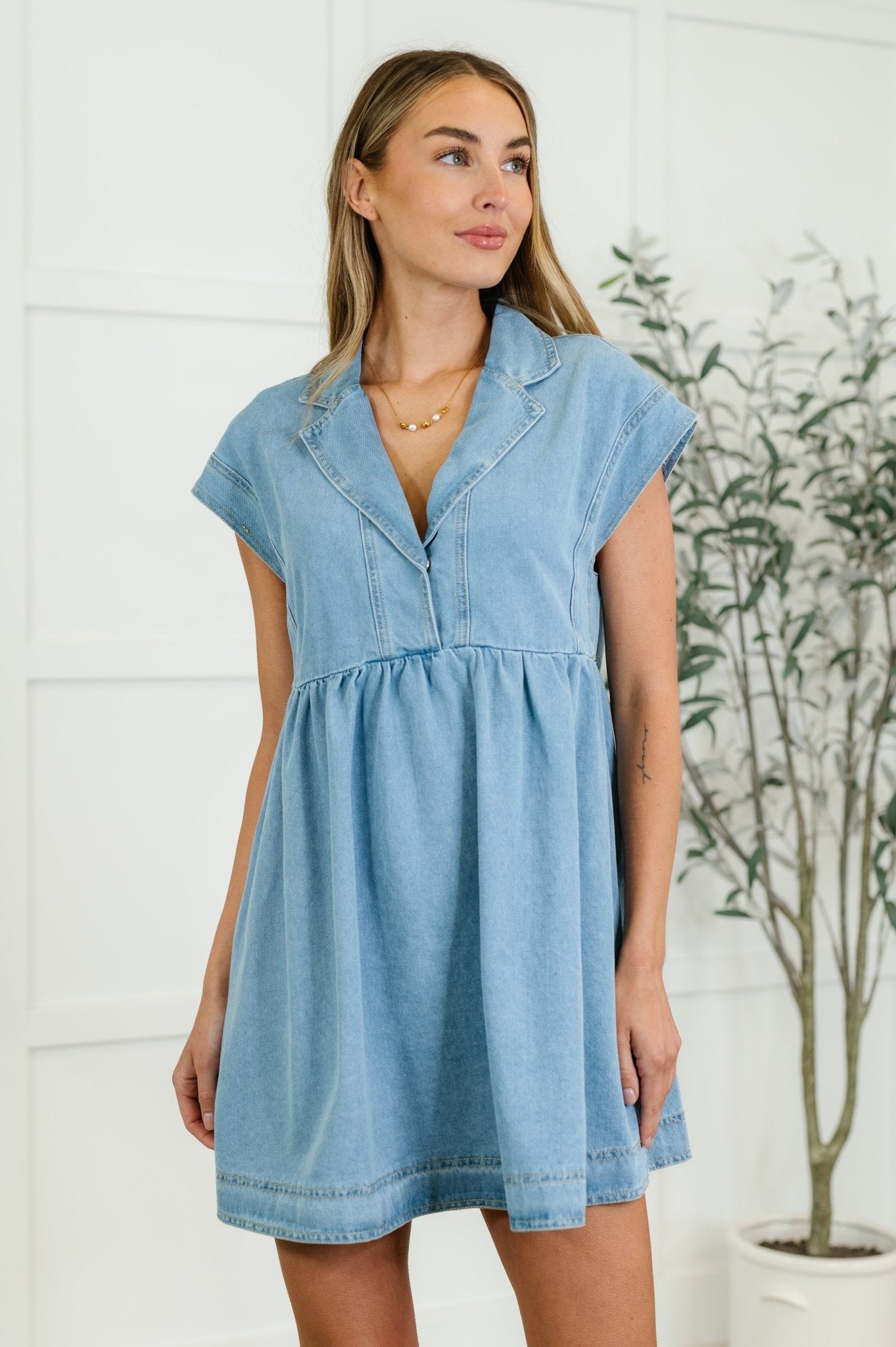 driftwood denim dress Driftwood Women's Long Sleeve Denim Midi Dress