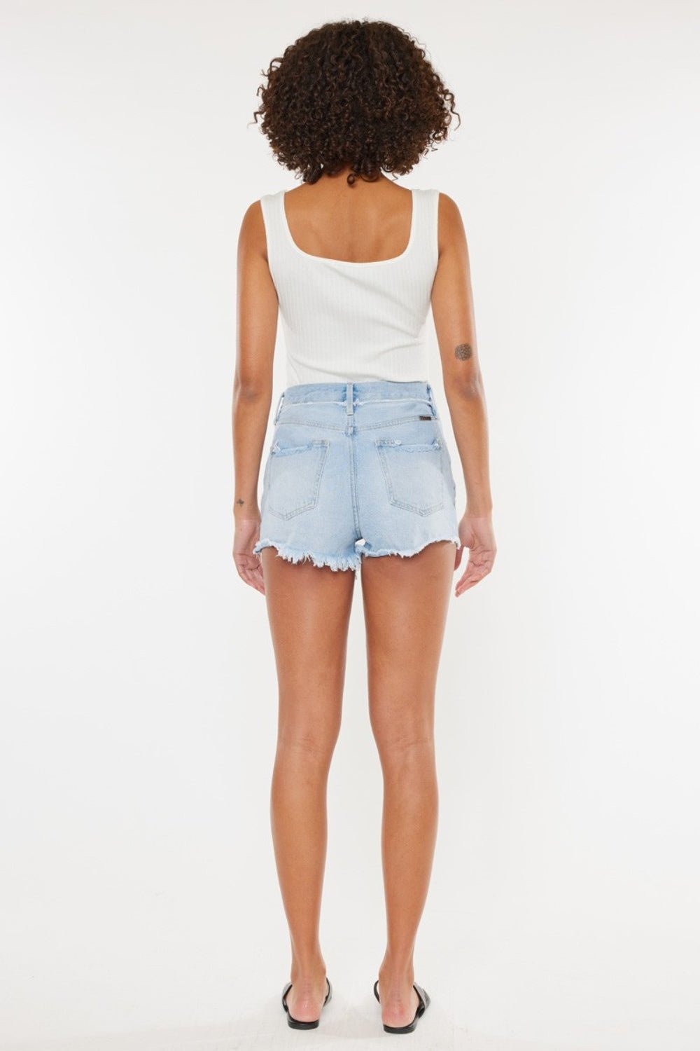 Gigi High Rise Distressed Button Fly Denim Shorts - Driftwood Boutique