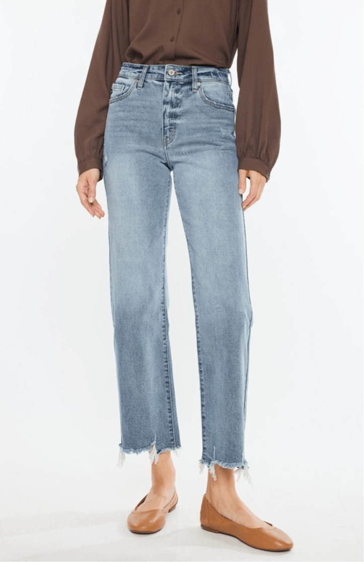 Jamison High Rise Raw Hem Wide Leg Jeans - Driftwood Boutique