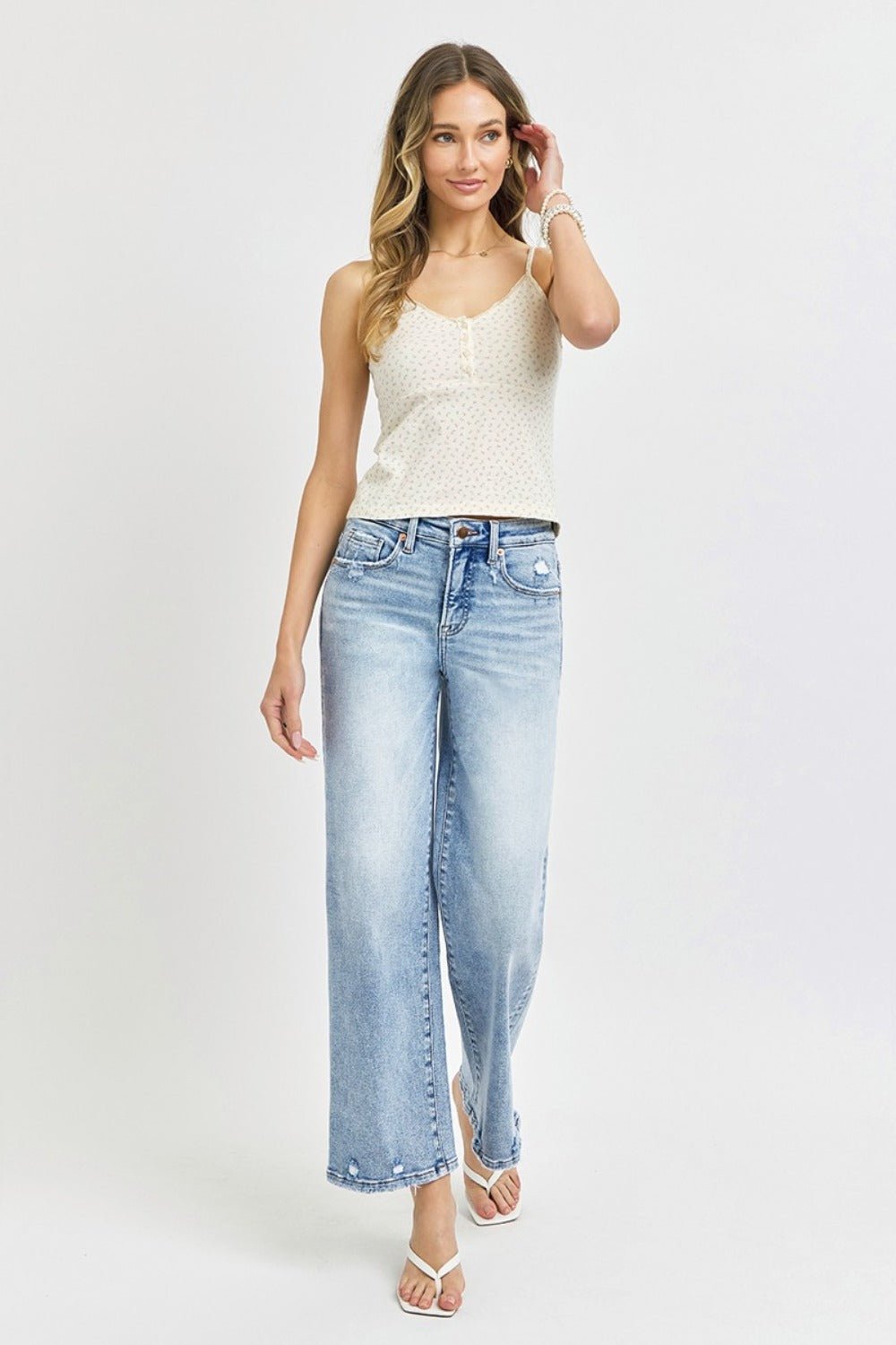 Monica Tummy Control High Rise Crop Wide Leg Jeans - Driftwood Boutique
