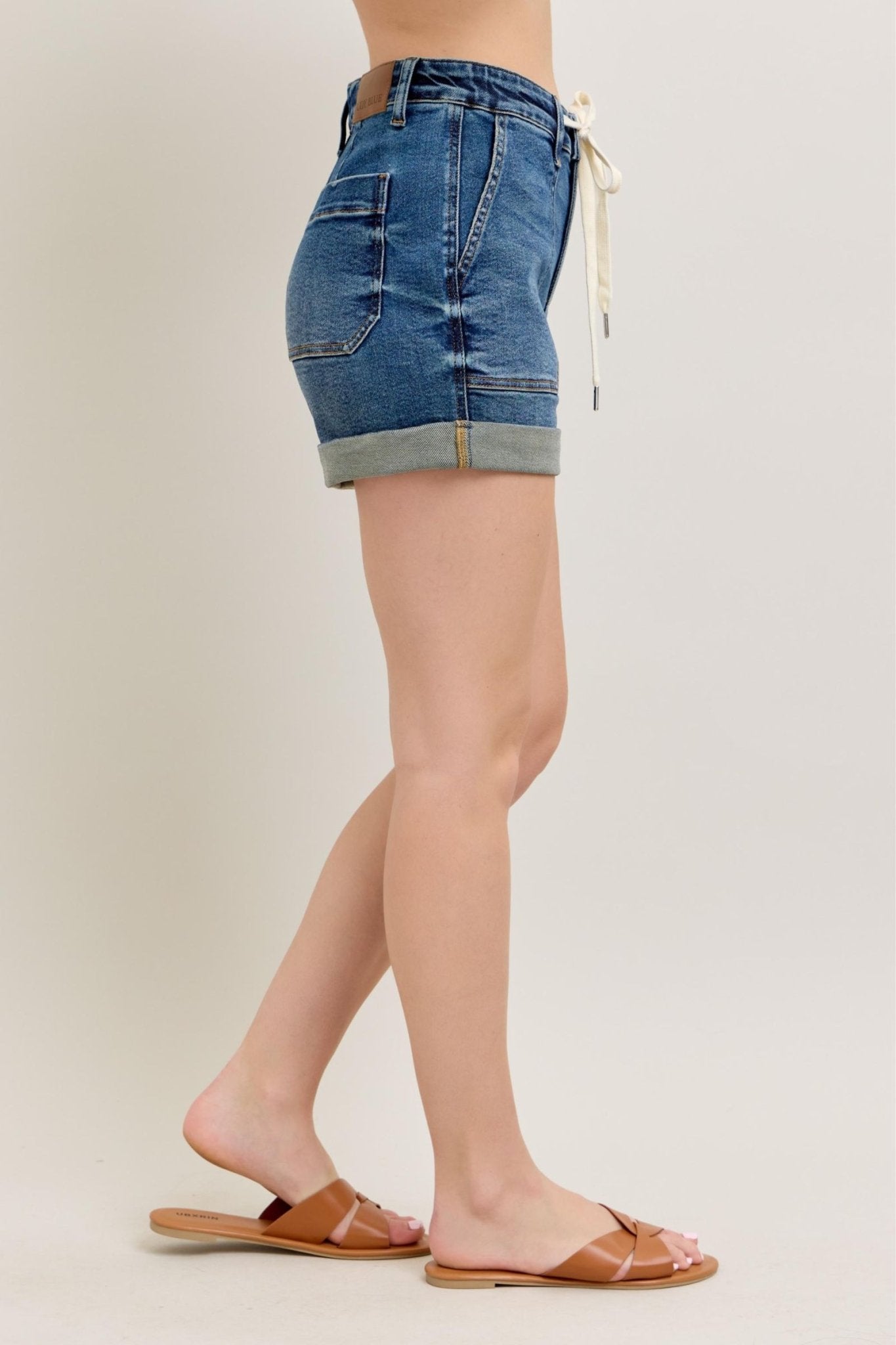 Rory High Rise Cuffed Jogger Denim Shorts - Driftwood Boutique