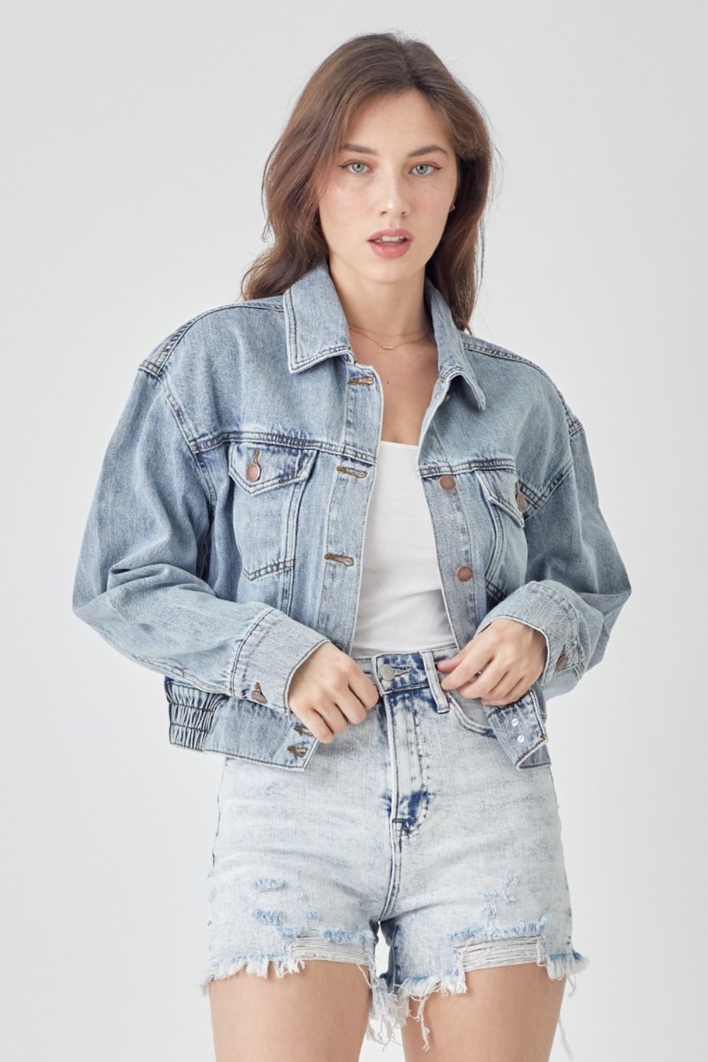 Roxanne Button Down Cropped Denim Jacket - Driftwood Boutique