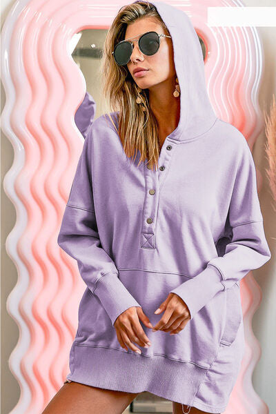 Lavender Dreams Half Snap Dropped Shoulder Hoodie