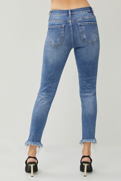 Ashlyn Distressed Frayed Hem Slim Jeans