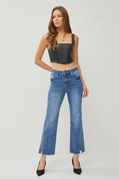 Carmen High Rise Raw Hem Slit Straight Jeans