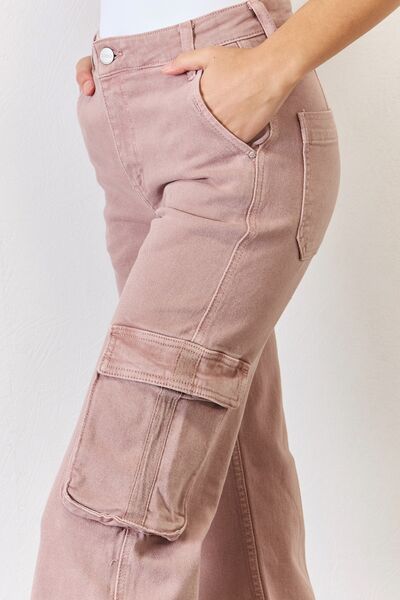 RISEN Crystal High Rise Cargo Wide Leg Jeans
